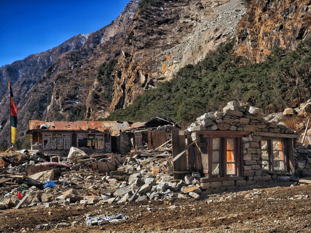 Not much left of what used to be a guesthouse in Langtang Valley.. This is whats left of Thyangsyap Village