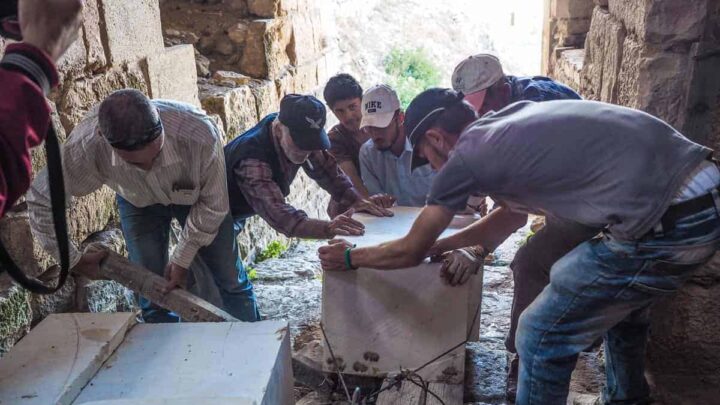 restoration work on Krak des Chevaliers in Syria