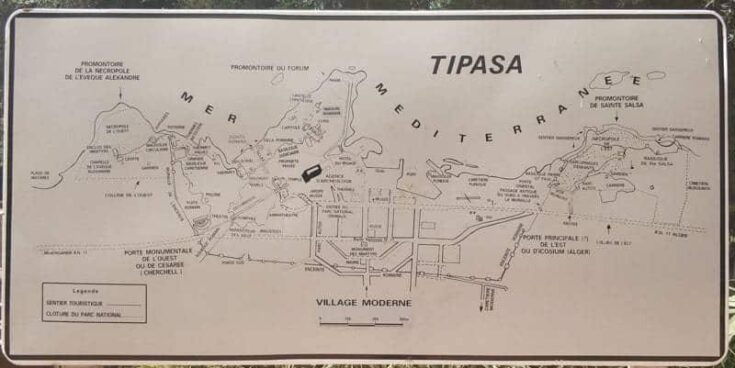 Tipasa map in algeria roman ruins
