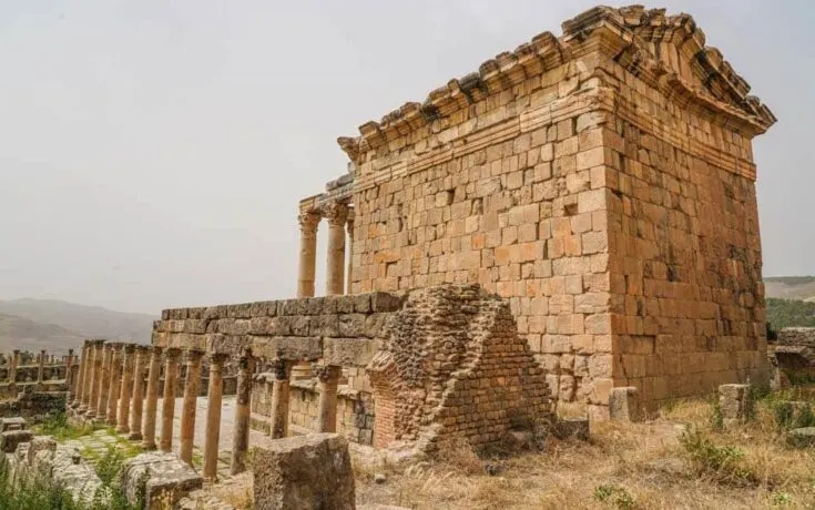 Temple of Gens Septimia in Djemila roman ruuins in Algeria