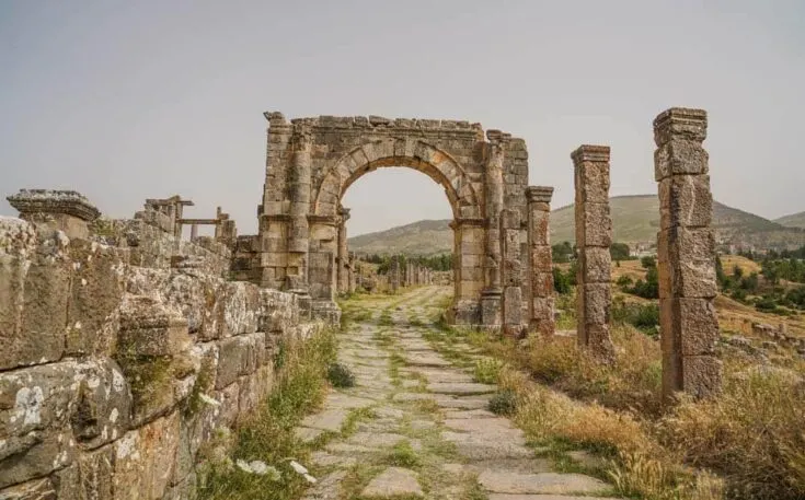 Cardo Maximus Road djemila roman ruins in algeria