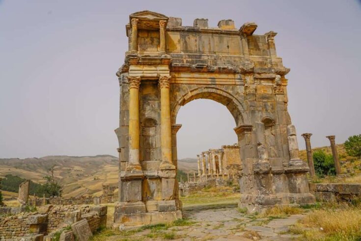 Djemila,Arch of Caracallaos roman ruins in Algeria