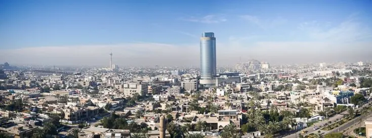 Panoramic view over Baghdad from top of the Ferries Wheel.