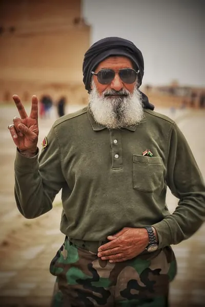 Local Shia Militas solider visiting the Great Mosque of Samarra iraq