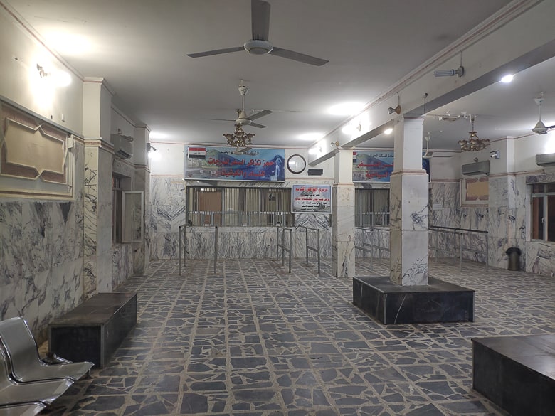 iraq,train,railway,iraq train.baghdad railway station,basra train station. The Waiting hall ticket office at Basra railway station in iraq