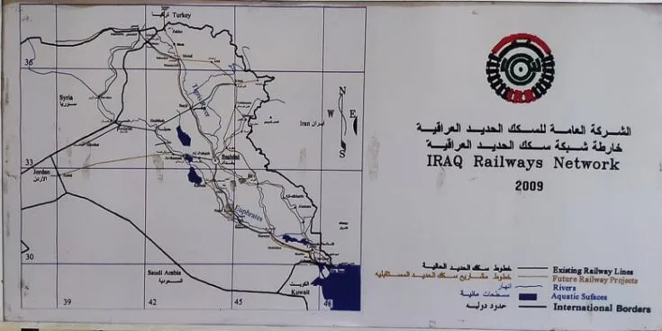A map over the railway in Iraq at Baghdad Station.
