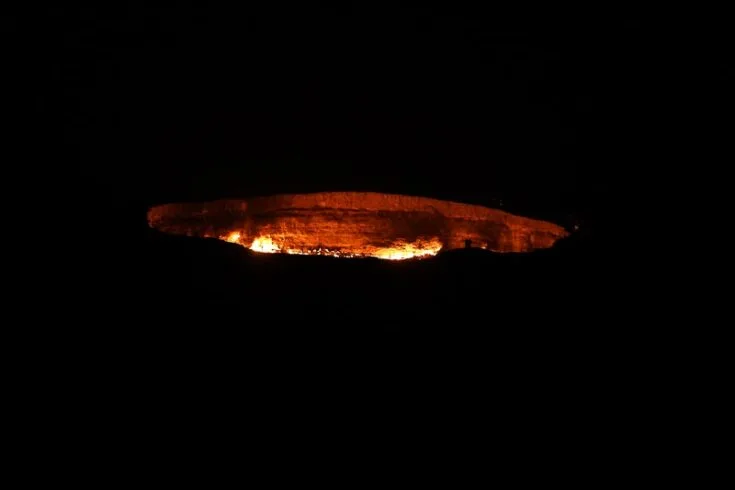 The Gates To hell seen from one of the hills during night.