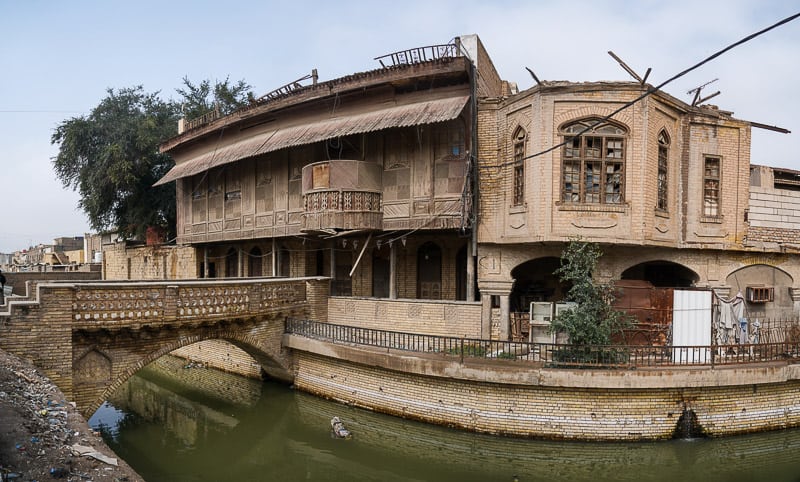 A old bridge across one of the small canals in old Basra in Iraq