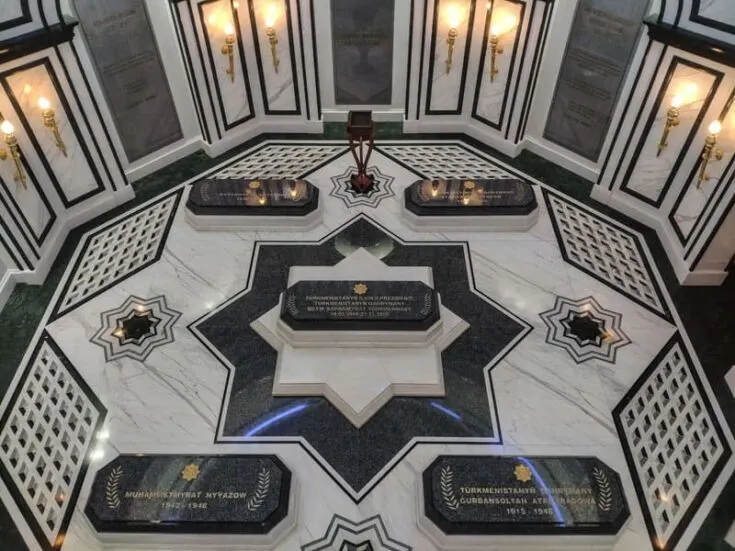 Inside The Mausoleum to Saparmurat Niyazov the first president of Turkmenistan.