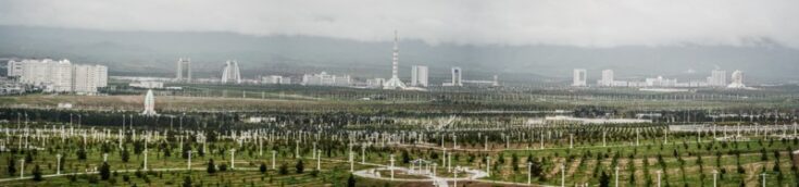 Ashgabat city view from the Wedding Palace in turkmenistan