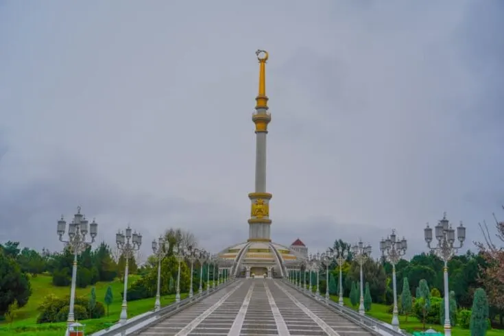 The independence Monument in Ashgabat turkmenistan