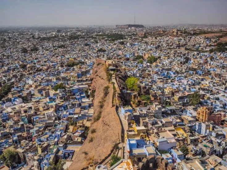 The view over the blue city in Jodhpur in India