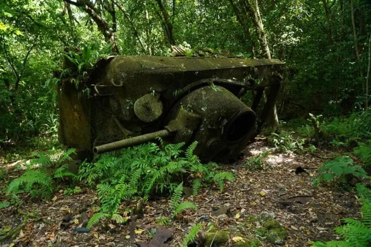 The knocked over American tank