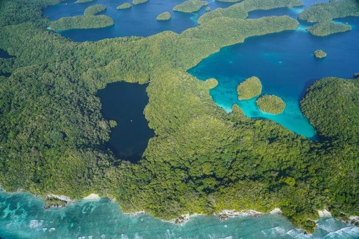 Jelly Fish Lake in Palau from the air