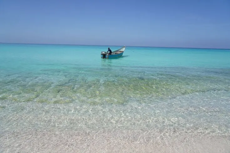 s boat off the shore of Shu’ab in western Socotra.