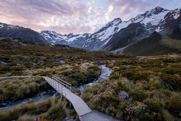 the hooker valley during hiking in new zealand