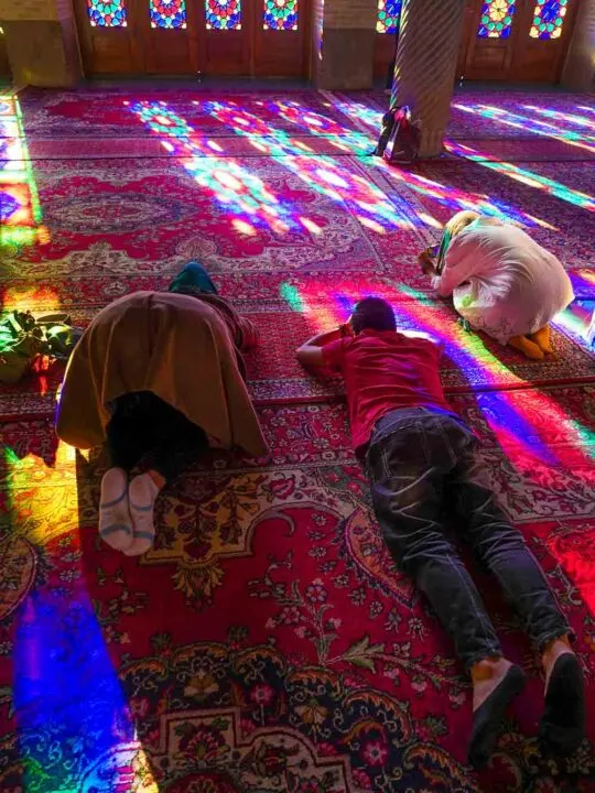Inside the beautiful Nasir Al-Molk Mosque, also known as the Pink Mosque. iran