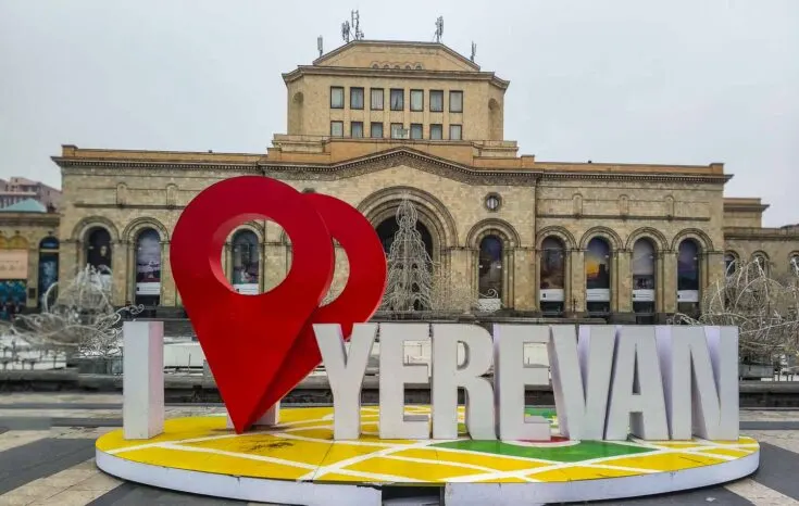  I Love Yerevan Sign in front of the History Museum of Armenia at the Republic square